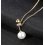 Colier argint 925, placat cu aur 18Kt, decorat cu perla cu cristale cubic zirconia Elegance