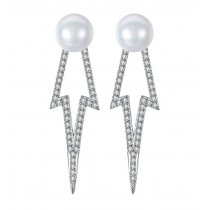 Cercei argint 925 cu cristale cubic zirconia si perla Lightning