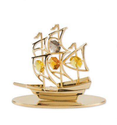 Corabie Gold Ship cu cristale Swarovski