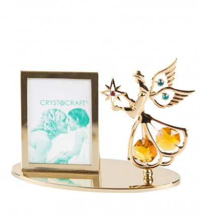 Rama foto cu ingeras decorata cu cristale Swarovski - Gold Angel