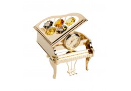 Figurina in forma de pian cu ceas, decorata cu cristale Swarovski