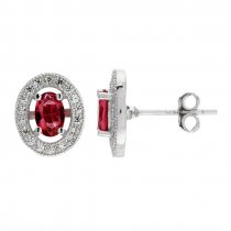 Cercei din argint 925 cu cristale "Ruby Passion"