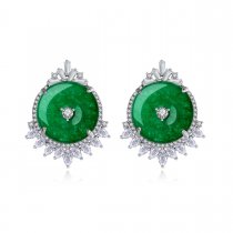 Cercei "Royal Green" decorati cu cristale