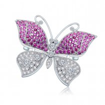 Brosa "Sparkling Pink Butterfly" decorat cu cristale