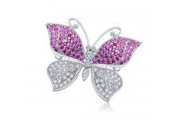Brosa "Sparkling Pink Butterfly" decorat cu cristale