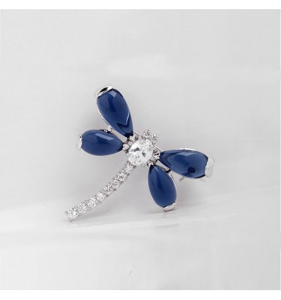 Brosa Blue Dragonfly decorata cu cristale