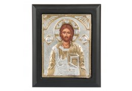 Icoana cu Iisus Hristos lucrata in argint 17 x 14 cm