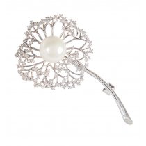 Brosa cu cristale cubic zirconia si perla Dandelion