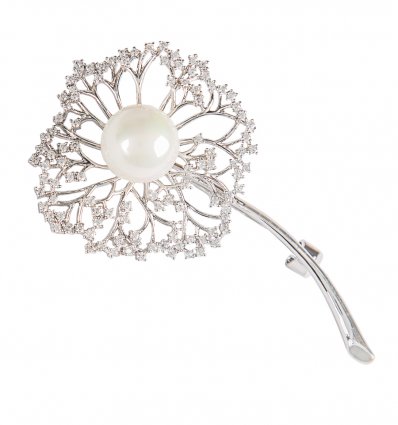 Brosa cu cristale cubic zirconia si perla Dandelion