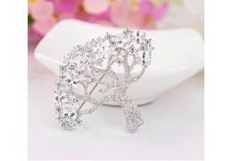 Brosa cu cristale cubic zirconia White Tree of Life