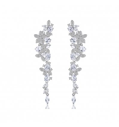 Cercei Crystal Flowers decorati cu cristale