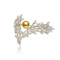 Brosa Golden Pearl decorata cu cristale