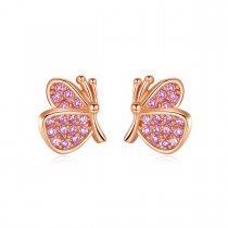 Cercei Pink Butterfly decorati cu cristale