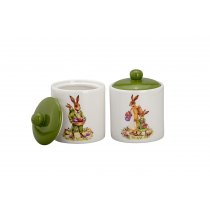 Set de 2 borcane decorative din ceramica Vintage Bunny