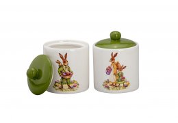 Set de 2 borcane decorative din ceramica Vintage Bunny