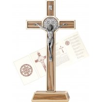 Statueta crucifix din lemn cu detalii argintate 20 cm