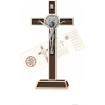 Statueta crucifix din metal cu detalii argintate 20 cm