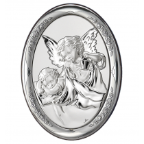 Iconita placata cu argint Ingerii lui Raffaello 5x7 cm
