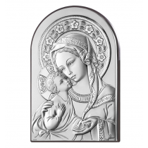 Iconita argintata Maica Domnului si pruncul 6*9 cm
