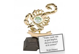 Zodia Scorpion placata cu aur, Swarovski si citat motivational
