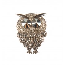 Brosa Gold Crystal Owl decorata cu cristale