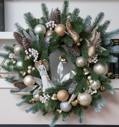 Coronita de brad, White Pure Angels, 60 cm - Christmas Luxury Gifts