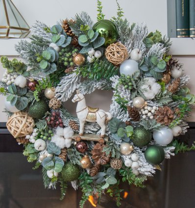 Coronita de brad, White Horse, 60 cm - Christmas Luxury Gifts