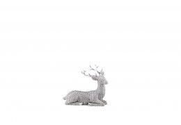 Decoratiune argintata Renul lui Mos Craciun - 11 cm