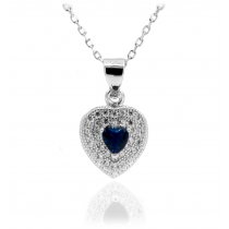 Colier din argint 925% Blue Diamond Heart