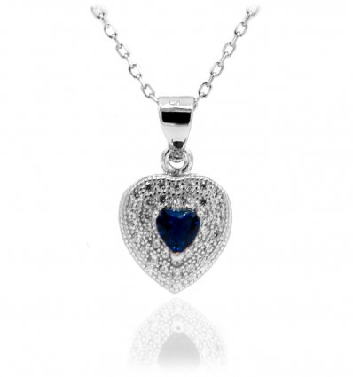 Colier din argint 925% Blue Diamond Heart