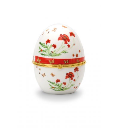 Caseta Ou Faberge din Portelan - Poppy Flowers