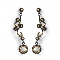 Cercei Chandelier cu cristale Swarovski Elements Gold & Black Parure Milano