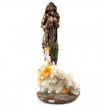 Modesty Inspired - Statueta din bronz pe suport din roca, cristale si cytrine