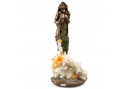 Modesty Inspired - Statueta din bronz pe suport din roca, cristale si cytrine