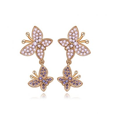 Cercei cu cristale cubic zirconia Rose Butterfly