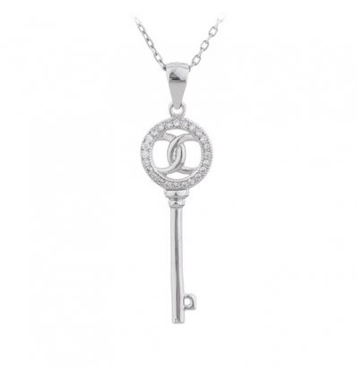 Colier cu cristale cubic zirconia Infinite Love Key