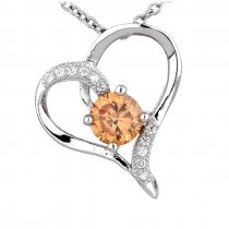 Colier din argint cu cristale cubic zirconia Topaz Heart