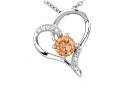 Colier din argint cu cristale cubic zirconia Topaz Heart