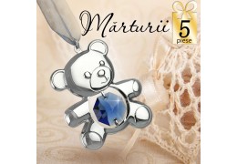 Set 5 Ursuleti cu cristale Swarovski- oferta marturii de botez