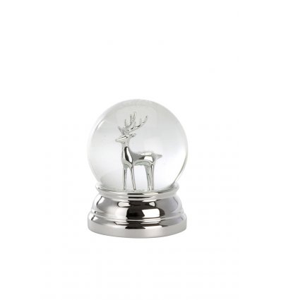 Glob de iarna din sticla cu suport argintat Reindeer