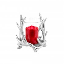 Candela din sticla cu model coarne de ren Ø: 15,0 cm, H: 15,0 cm
