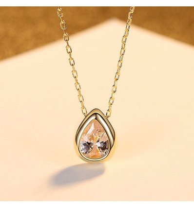 Colier din argint cu cristal Topaz Drop