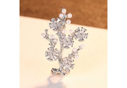 Brosa din argint 925 Sparkle Tree cu cristale cubic zirconia si perle