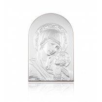 Icoana argintata cu Maica Domnului si pruncul Iisus 11x17 cm