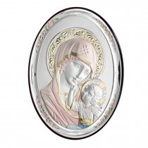Icoana cu Fecioara Maria si Pruncul in culori calde, 18x13 cm