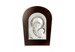 Icoana argintata pe lemn cu Fecioara Maria si Pruncul 26 x 19 cm