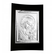 Icoana argintata pe rama de lemn cu Fecioara Maria cu Pruncul 25x16,5 cm