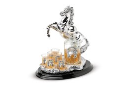 Statueta argintata cu suport de lemn pentru bauturi fine by Chinelli Italy Horseshoe