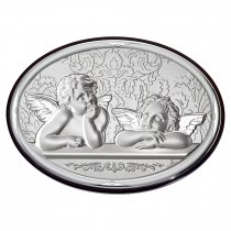 Iconita argintata Marturie Botez cu model ingerasi 5 x 7 cm