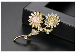 Brosa cu cristale cubic zirconia Sun Flower